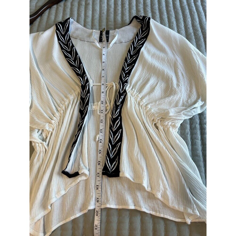 Express Boho Wrap Blouse Cover Up White One Size Caftan Lagenlook - Picture 9 of 9